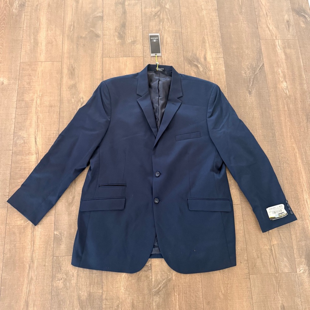 NWT Edwards Suit Jacket Mens 48 R Navy Blue Wool Blend Russel Comfort Stretch